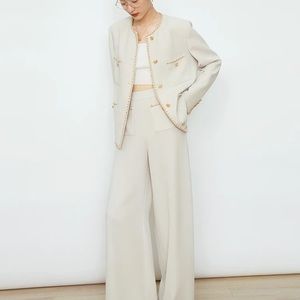 White Blazer with gold pleated chain